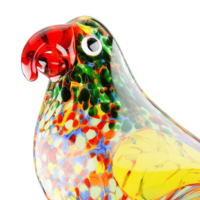 Figurină, Papagal, Sticlă, verde, portocaliu, roșu, galben, PU 2, L. 7 cm, L. 20 cm, H. 9 cm [3]