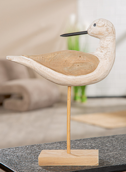 Figurină, Pasăre, Lemn, alb, PU 2, L. 8 cm, L. 24 cm, H 31 cm [5]