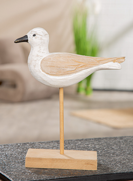 Figurină, Pasăre, Lemn, alb, PU 3, L. 8 cm, L. 21 cm, H 26 cm [5]