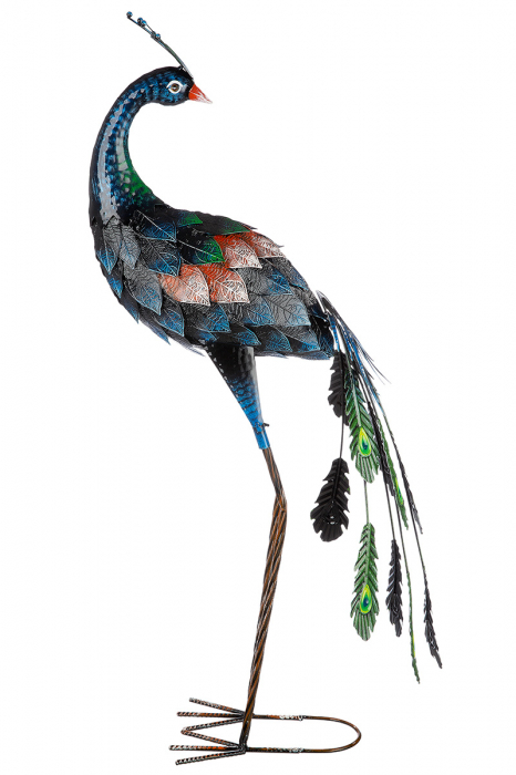 Figurina Peacock, Metal, Multicolor, 33x80x29 cm [4]