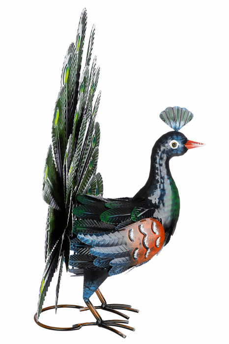 Figurina Peacock, Metal, Multicolor, 58x51x22 cm [3]