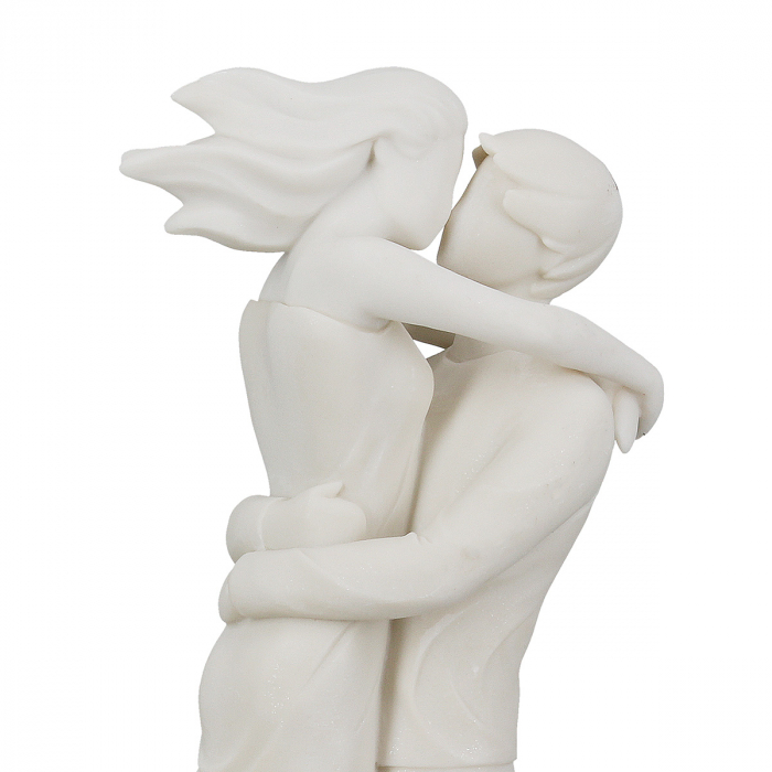 Figurină, Pereche, Cuplu în vânt, Polirășină, albă, PU 1, L. 10 cm, L. 14 cm, H. 30,5 cm [3]