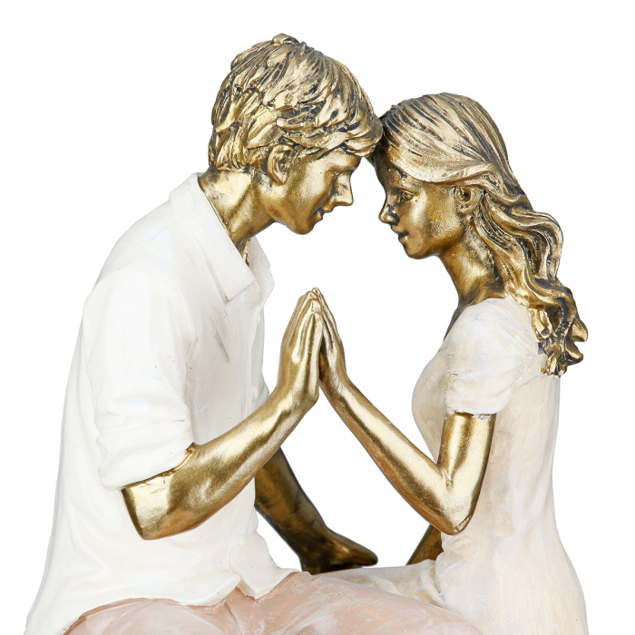 Figurină, Pereche, Îmbrățișare, Poly, crem, auriu, PU 2, L. 11 cm, L. 12,5 cm, H. 18 cm [3]