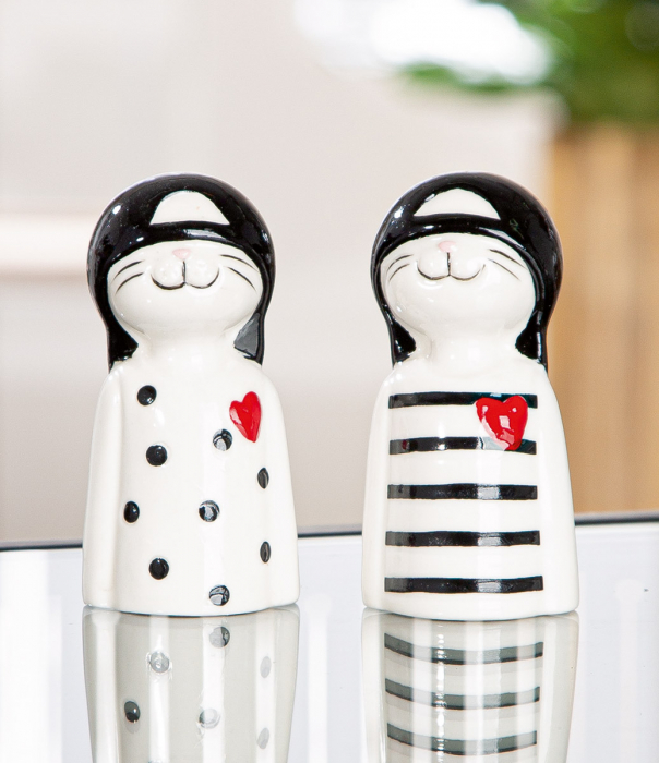 Figurină, Pisică, Cappy, Porțelan, alb, PU 12, 2 buc. asortate, L. 3 cm, L. 4 cm, H. 7,5 cm [4]