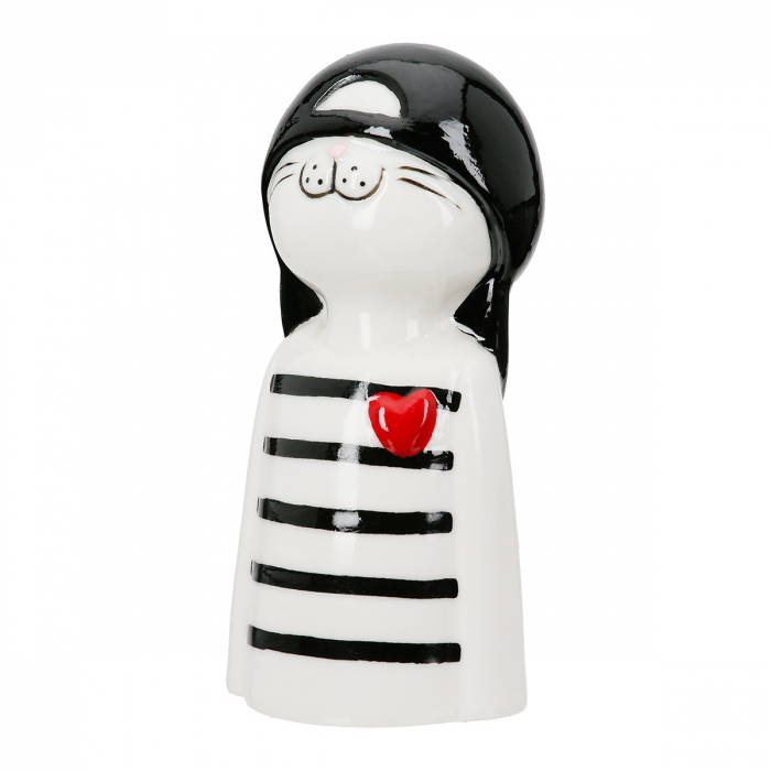 Figurină, Pisică, Cappy, Porțelan, alb, PU 6, 2 buc. asortate, L. 5 cm, L. 5,5 cm, H. 12 cm [3]