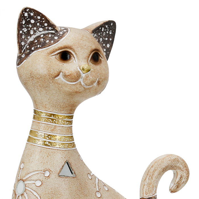 Figurină, Pisică, Kimba, Polirășină, maro deschis, PU 2, L. 8 cm, L. 14 cm, H. 27 cm [3]