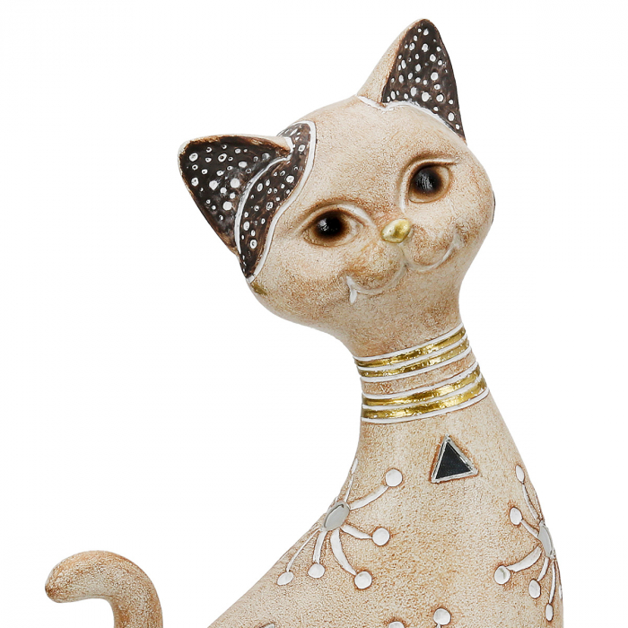 Figurină, Pisică, Kimba, Polirășină, maro deschis, PU 3, L. 10 cm, L. 11 cm, H. 23 cm [3]