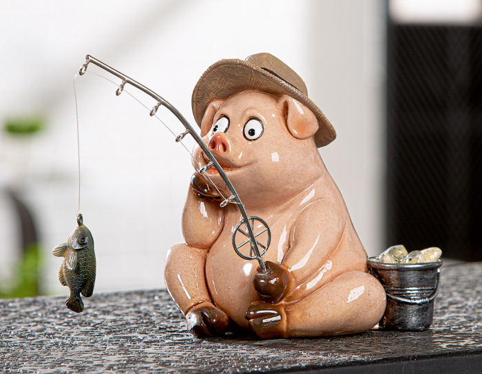 Figurină, Porc, Rășină sintetică, roz, PU 3, L. 17 cm, L. 11 cm, H 13 cm [5]