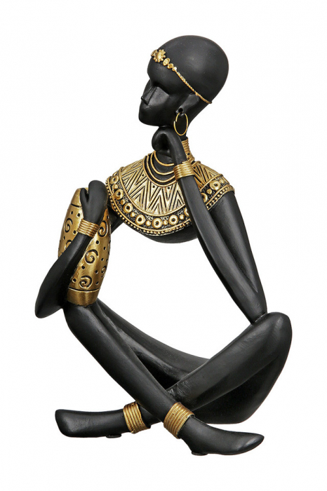 Set 2 figurine Amari, Rasina, Negru/Auriu, 10x18x26 cm [2]