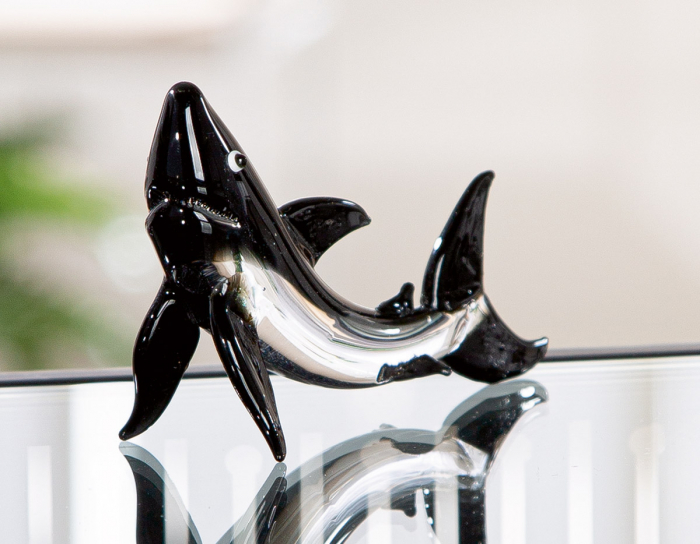 Figurină, Rechin, Sticlă, negru, transparent, PU 6, L. 4,5 cm, L. 9 cm, H. 5 cm [4]