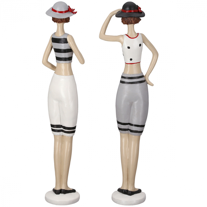 Figurină, Sirenă, Motiv pălărie, punctată, dungi, Rășină sintetică, crem, gri, PU 2, 2 asortate, L. 7 cm, L. 12 cm, H 37 cm [2]