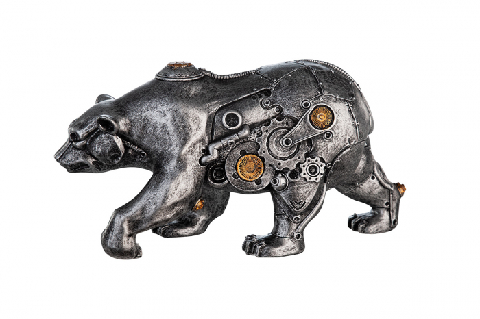 Figurina Steampunk Bear, Rasina, Argintiu/Auriu, 25x12x8 cm [4]