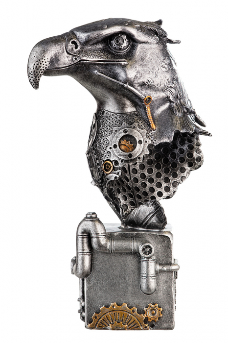 Figurina Steampunk Eagle, Rasina, Argintiu/Auriu, 13x27x19 cm [5]