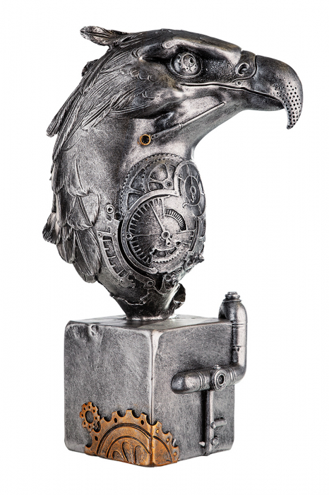 Figurina Steampunk Eagle, Rasina, Argintiu/Auriu, 13x27x19 cm [3]