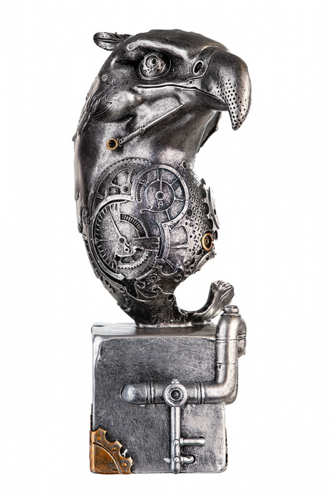 Figurina Steampunk Eagle, Rasina, Argintiu/Auriu, 13x27x19 cm [4]