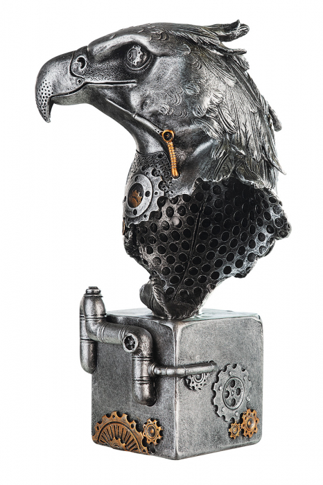 Figurina Steampunk Eagle, Rasina, Argintiu/Auriu, 13x27x19 cm [2]