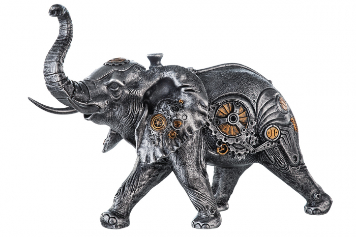 Figurina Steampunk Elephant, Rasina, Argintiu/Auriu, 28x23x14 cm [4]