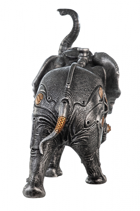 Figurina Steampunk Elephant, Rasina, Argintiu/Auriu, 28x23x14 cm [5]