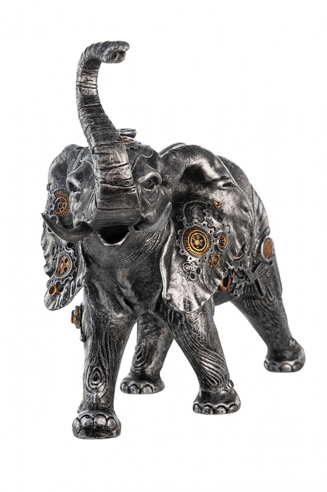 Figurina Steampunk Elephant, Rasina, Argintiu/Auriu, 28x23x14 cm [2]