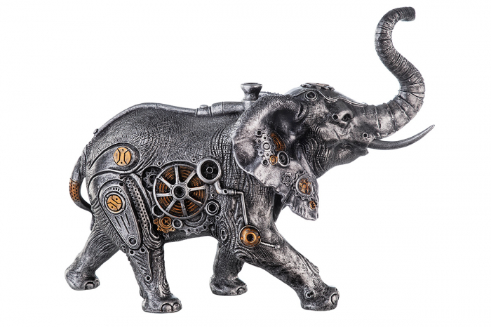 Figurina Steampunk Elephant, Rasina, Argintiu/Auriu, 28x23x14 cm [3]