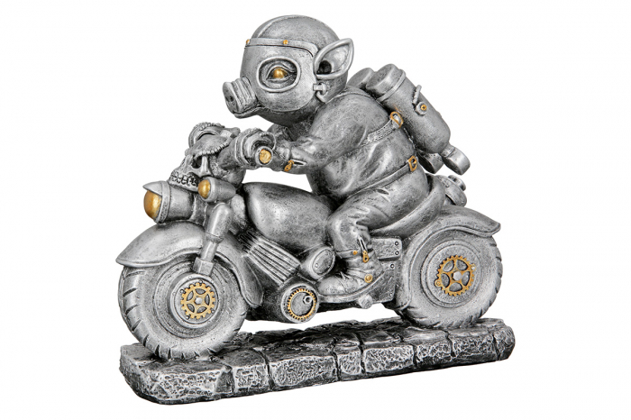 Figurina Steampunk Motor, Rasina, Argintiu, 7x23x21 cm [2]