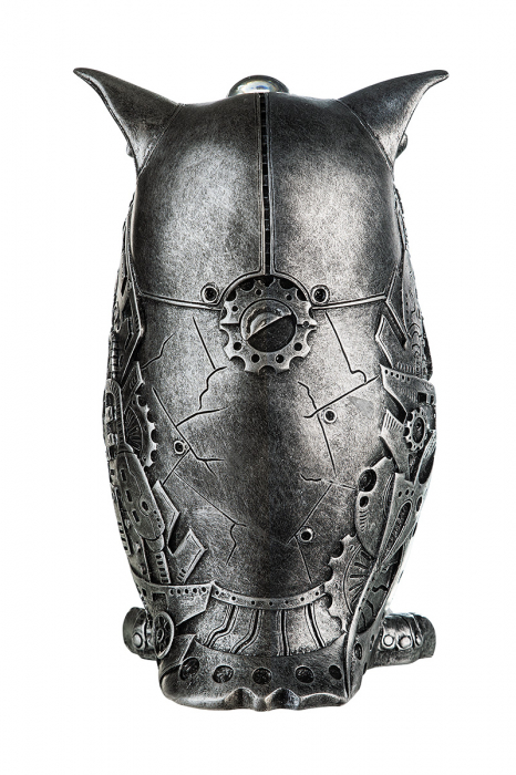 Figurina Steampunk Owl, Rasina, Argintiu/Auriu, 13x21x10 cm [4]