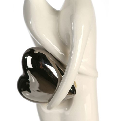 Figurina The Kiss, ceramica, alb/argintiu, 38 cm [4]