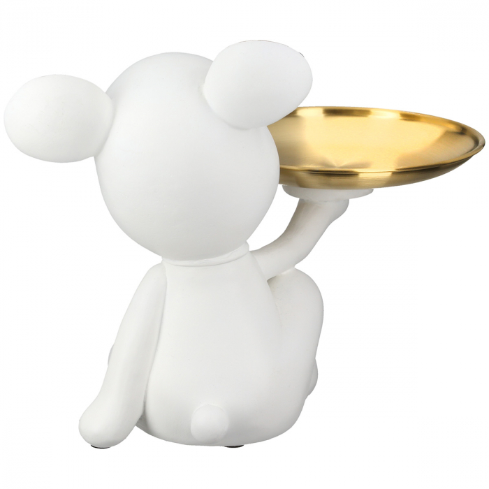 Figurină, Ursuleț, Motiv cravată, Rășină sintetică, alb, PU 2, L. 17 cm, L. 15 cm, H 19 cm [3]