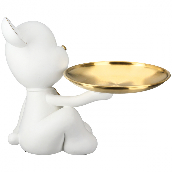 Figurină, Ursuleț, Motiv cravată, Rășină sintetică, alb, PU 2, L. 17 cm, L. 15 cm, H 19 cm [4]