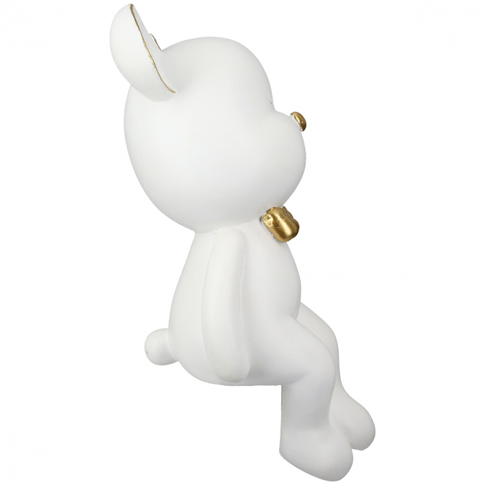 Figurină, Ursuleț, motiv muscă, Rășină sintetică, alb, PU 2, L. 11 cm, L. 14 cm, H 22 cm [4]