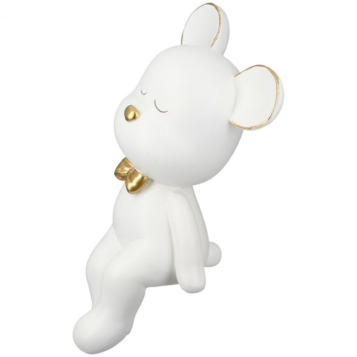 Figurină, Ursuleț, motiv muscă, Rășină sintetică, alb, PU 2, L. 11 cm, L. 14 cm, H 22 cm [2]