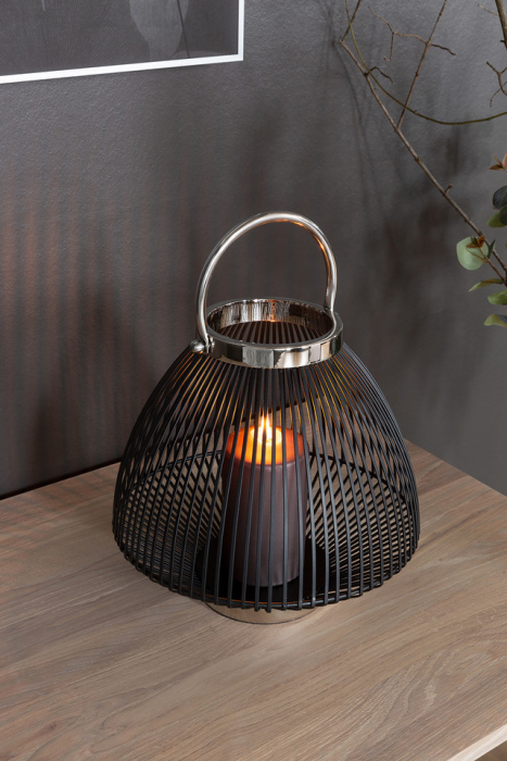 FLIX, Felinar, vopsit cu pulbere neagră, mâner nichel, h. 27 cm, d. 29 cm [8]