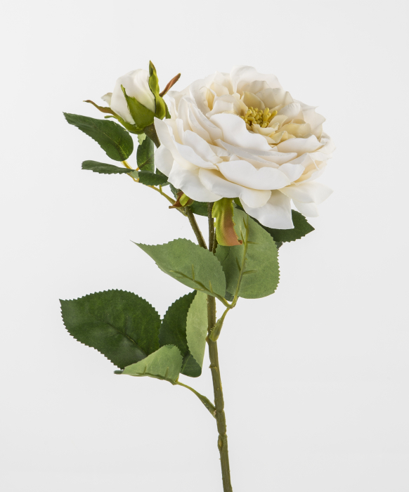 Floare artificiala Cecile, Fibre artificiale, Crem/Verde [2]