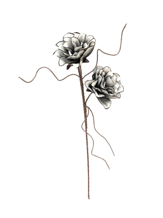 Floare din spuma, „Glimmer”, Spuma sintetica, gri, negru, alb, PU 4, H 100 cm [2]