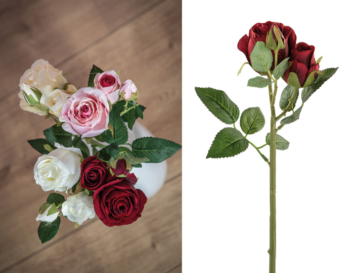 Floare, trandafir, Sintetic, rosu, PU 24, H. 40 cm [2]