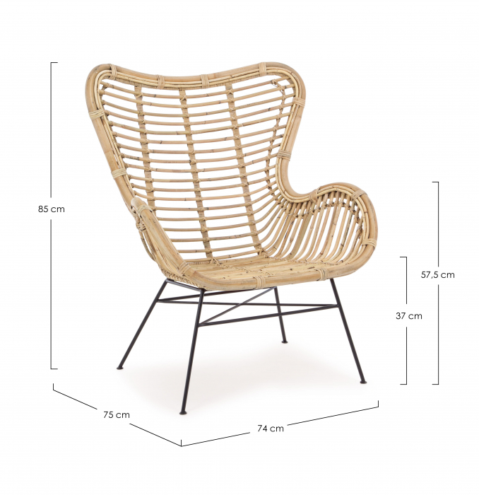 Fotoliu Casilda, Lemn/Otel, Maro, 74x75x85 cm [4]