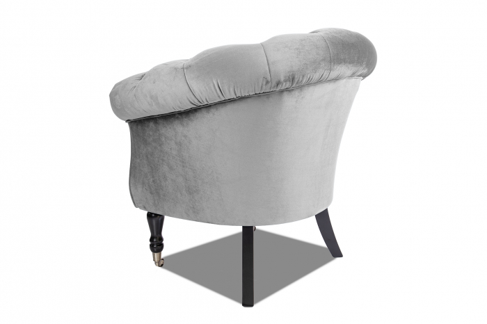 Fotoliu Filip chesterfield, gri, spuma/catifea/lemn, 87x78x83 cm [3]