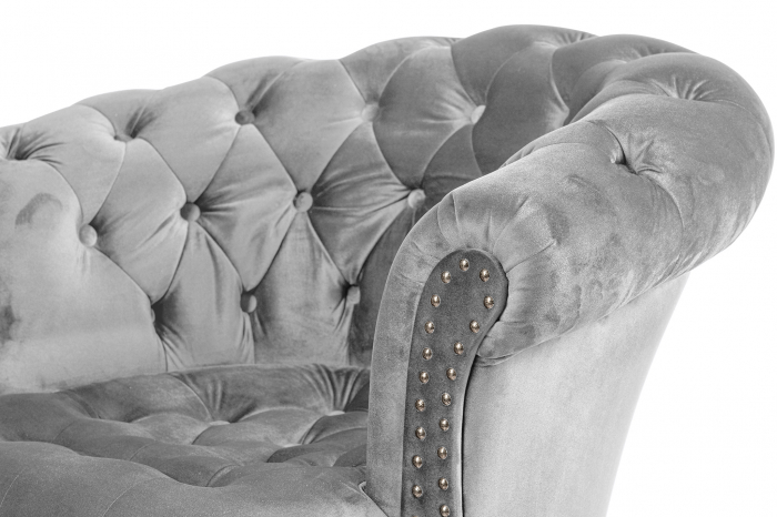 Fotoliu Filip chesterfield, gri, spuma/catifea/lemn, 87x78x83 cm [6]