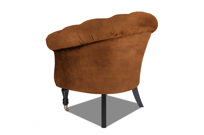 Fotoliu Filip chesterfield, maro coniac, spuma/catifea/lemn, 87x78x83 cm [3]