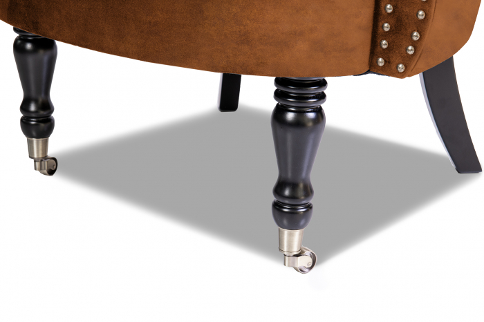 Fotoliu Filip chesterfield, maro coniac, spuma/catifea/lemn, 87x78x83 cm [5]