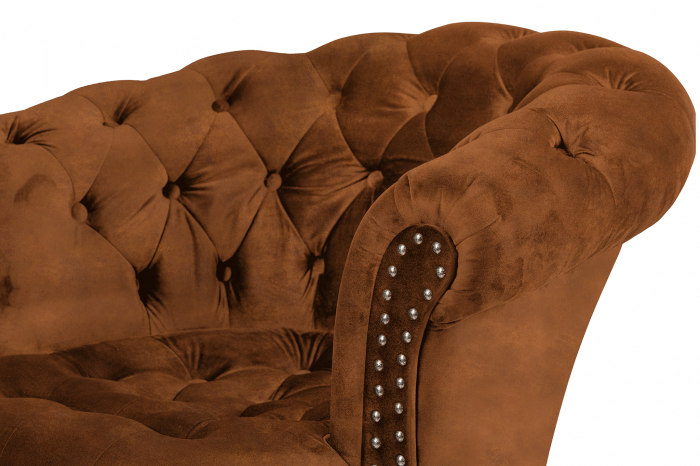 Fotoliu Filip chesterfield, maro coniac, spuma/catifea/lemn, 87x78x83 cm [6]