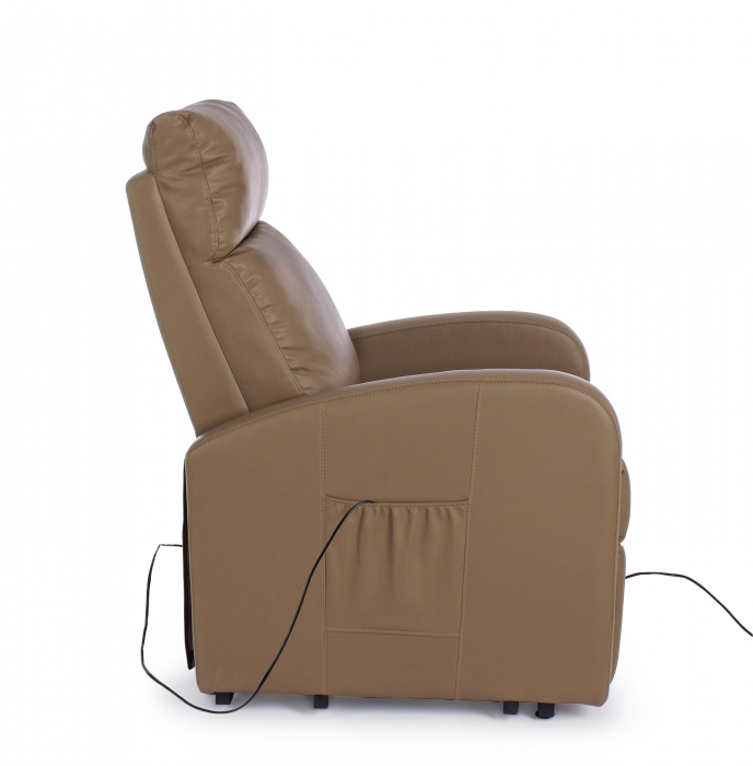 Fotoliu electric Lift, Lemn/Otel/Poliester, Maro, 73x93/163.5x106 cm [4]