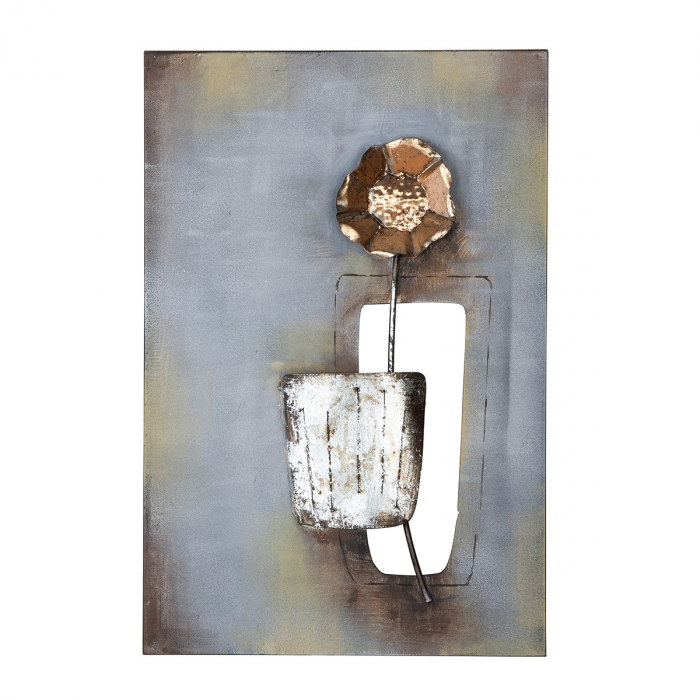 Galeria GILDE, Tablou, Trio de flori, Metal, auriu, argintiu, PU 3, 3 buc. asortate, L. 3,5 cm, L. 40 cm, H. 60 cm [2]