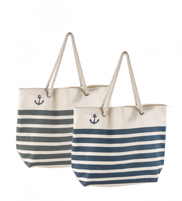 Geanta de vara STRIPES, gri/bej, 49x36x14 cm [2]