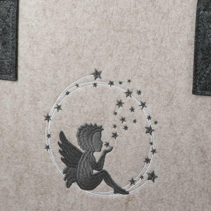 Geanta, dreptunghiulara, "Engelszauber", motiv stea, fetru, bej, gri deschis, PU 4, 2 asortate, L. 20 cm, l. 40 cm, H 26 cm [2]