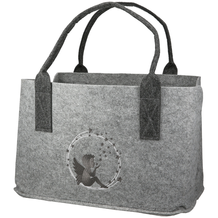 Geanta, dreptunghiulara, "Engelszauber", motiv stea, fetru, bej, gri deschis, PU 4, 2 asortate, L. 20 cm, l. 40 cm, H 26 cm [3]