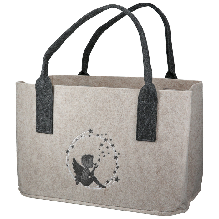 Geanta, dreptunghiulara, "Engelszauber", motiv stea, fetru, bej, gri deschis, PU 4, 2 asortate, L. 20 cm, l. 40 cm, H 26 cm [4]