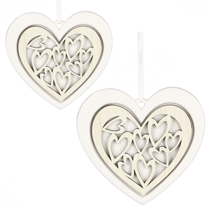 Ghirlanda inima, portelan, alb/crem, 9x8.5x0.5 cm [2]