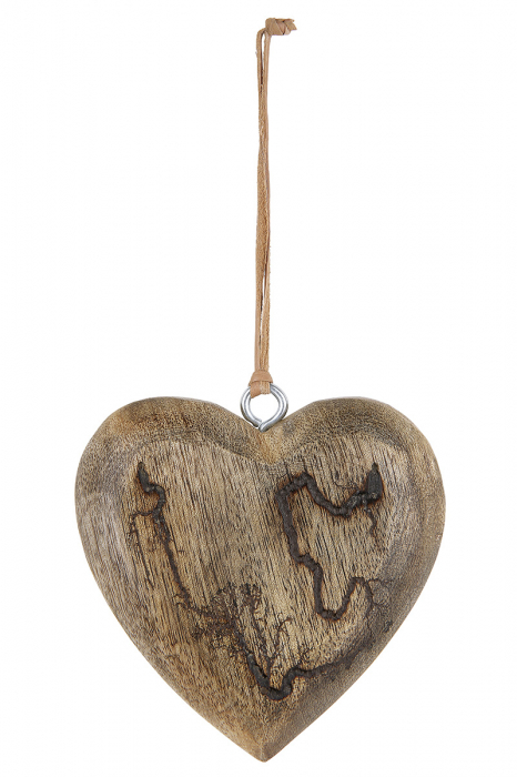 Ghirlanda inima Rustik, lemn, maro, 11x11x3 cm [2]