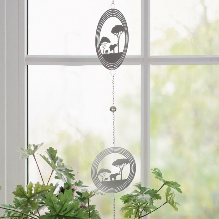 Ghirlandă, Savannah, Motiv copac, motiv elefant, Oțel, argintiu, PU 4, L. 3 cm, L. 15 cm, H. 84 cm [4]